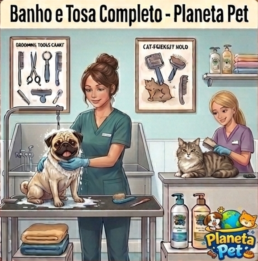 Imagem demonstrando o serviço de banho e tosa